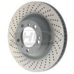 SHW Performance 20-21 Porsche Carrera 4S 3.0L Left Rear Cross-Drilled Monobloc Brake Rotor (350x28mm)