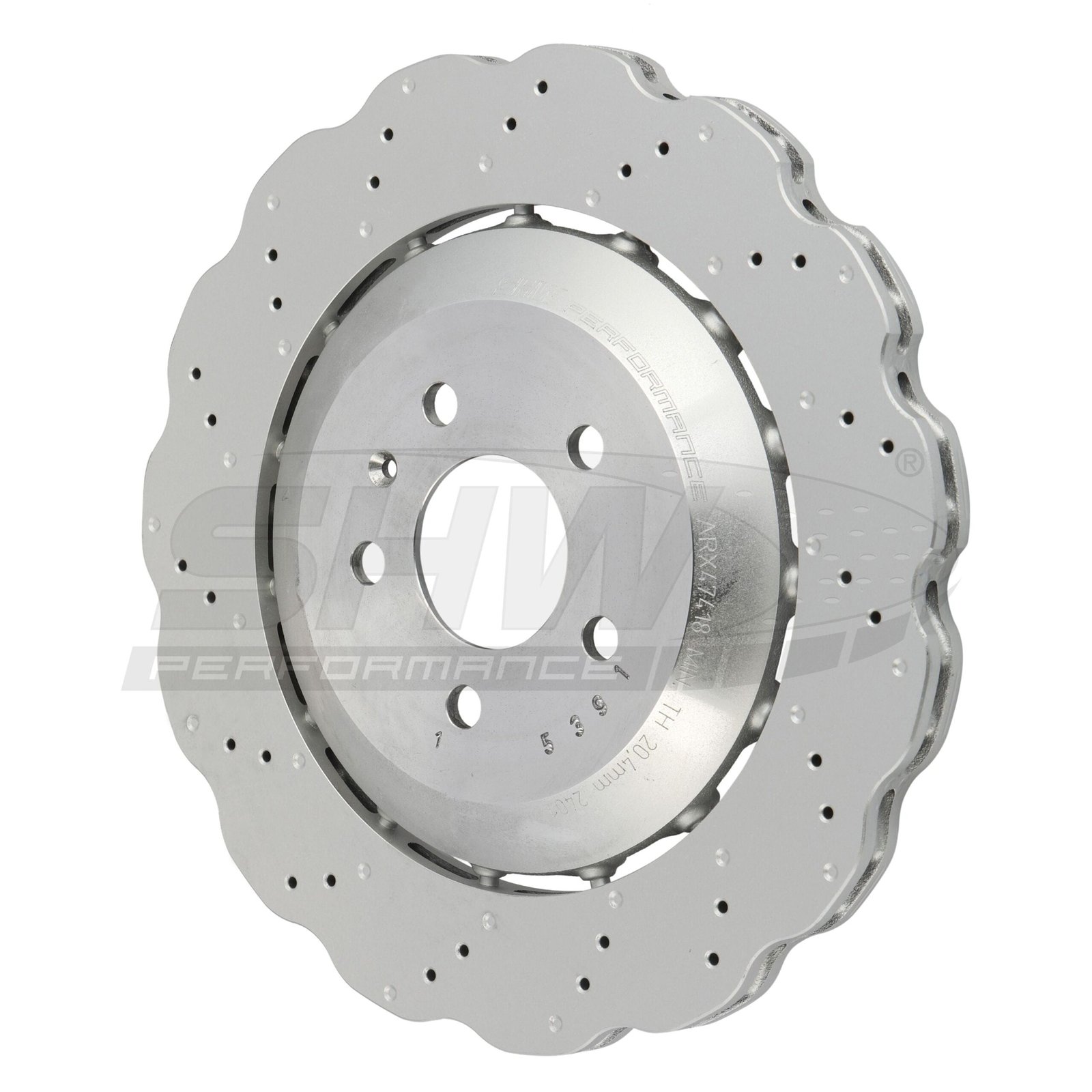 p_e97ed553-c483-40de-9891-3ef47e354405.jpg SHW Performance 14-18 Audi RS7 4.0L Rear Cross-Drilled Lightweight Wavy Brake Rotor (356x22mm) - Image 1