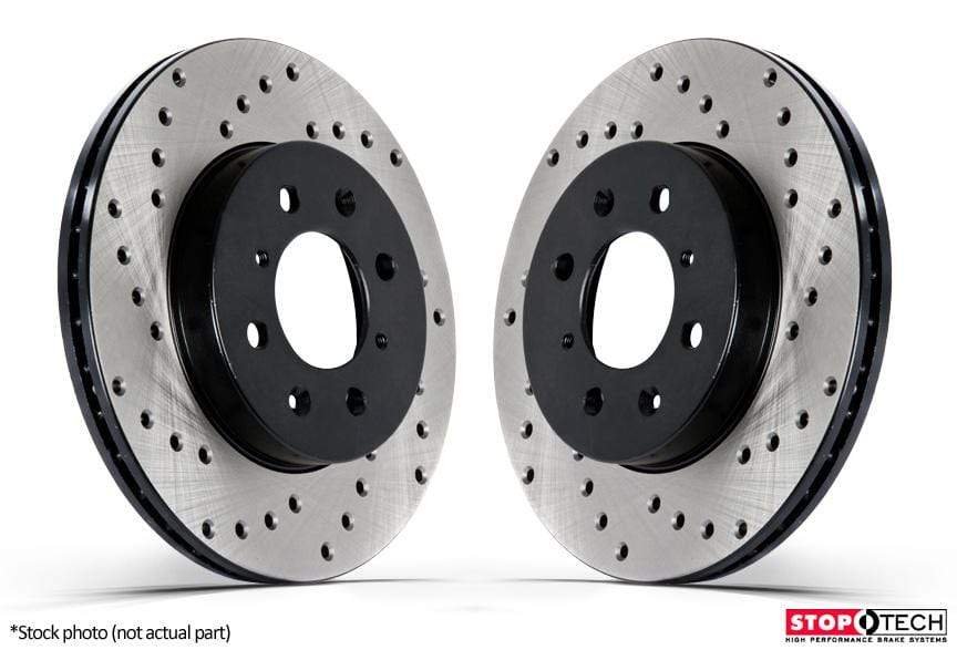 stoptech_cross_drilled_30318d3d-feea-4535-b8e7-883c32c005ca.jpg Rear Stoptech Cross Drilled Rotors - Set of 2 Rotors (232x9mm) Mk4 1.8T | VR6 | 2.0L | TDi | TT Mk1 1.8T - Image 1