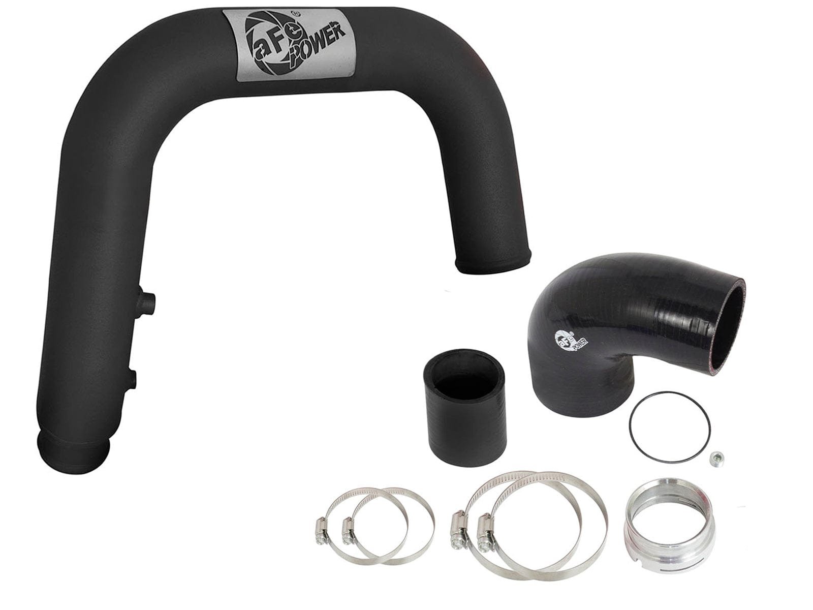 28b576d3cf2cf199fbe88262ee49d3b4.jpg aFe BladeRunner 2.5in Black IC Tube Hot Side w/ Coupling & Clamp Kit 2016 GM Colorado/Canyon 2.8L - Image 1