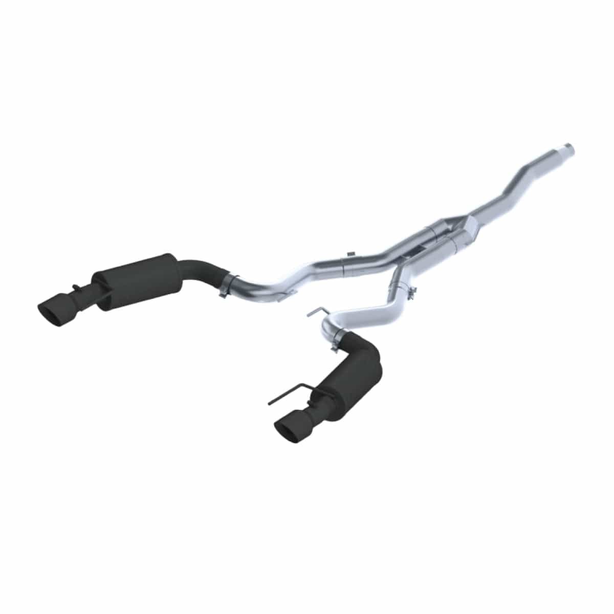 2ea44ddcecc2d.jpg MBRP 15-18 Ford Mustang EcoBoost 2.3L Black 3in Cat Back Dual Split Rear Exit (Street Version) - Image 1