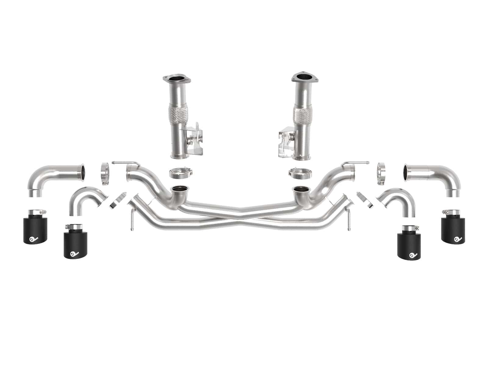 517654b4fd44240b3b046cc4462d4c70.jpg aFe MACH Force-Xp 3in to 2-1/2in 304SS Cat-Back (No Muff.) 2020 Chevy Corvette (C8) 6.2L - Black Tip - Image 1