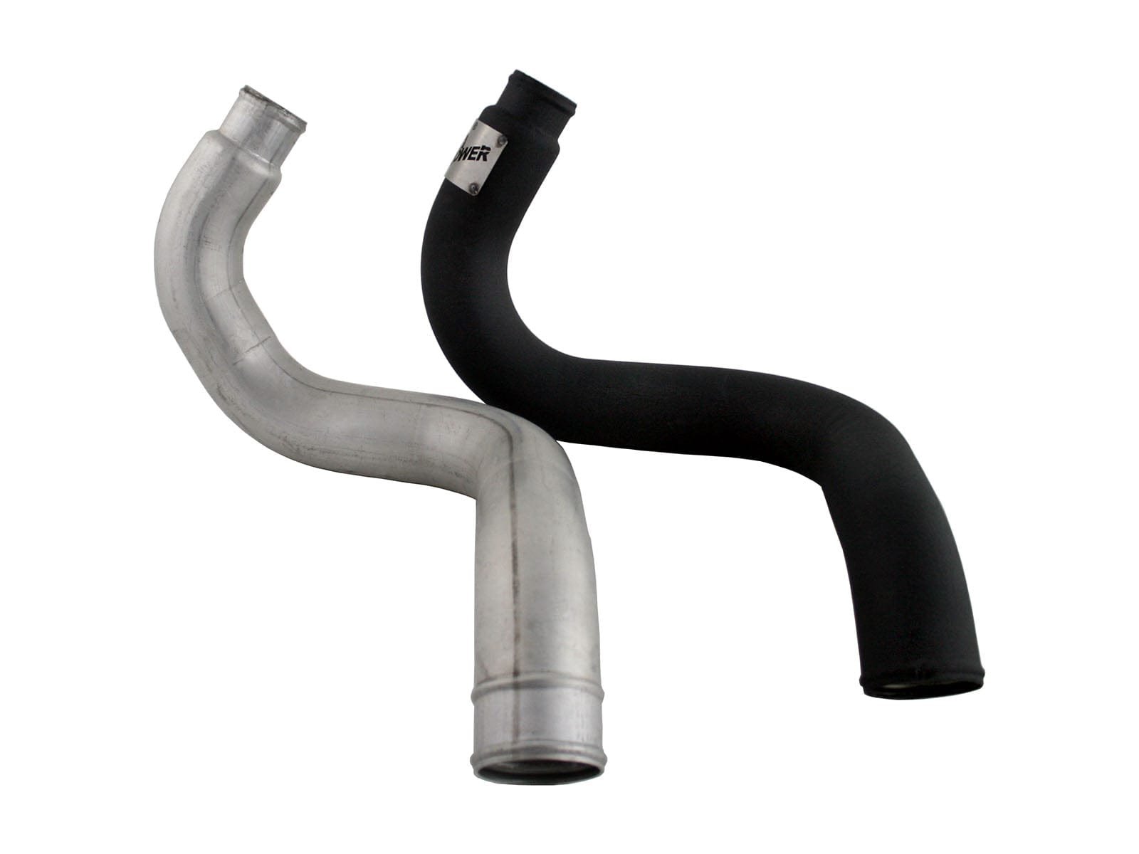 71f5b662e6fb7cfad5e164838252009e.jpg aFe BladeRunner 3in Black Intercooler Hot Cold Side Tubes Combo 02-04 GM Diesel Trucks 6.6L V8 (td) - Image 1