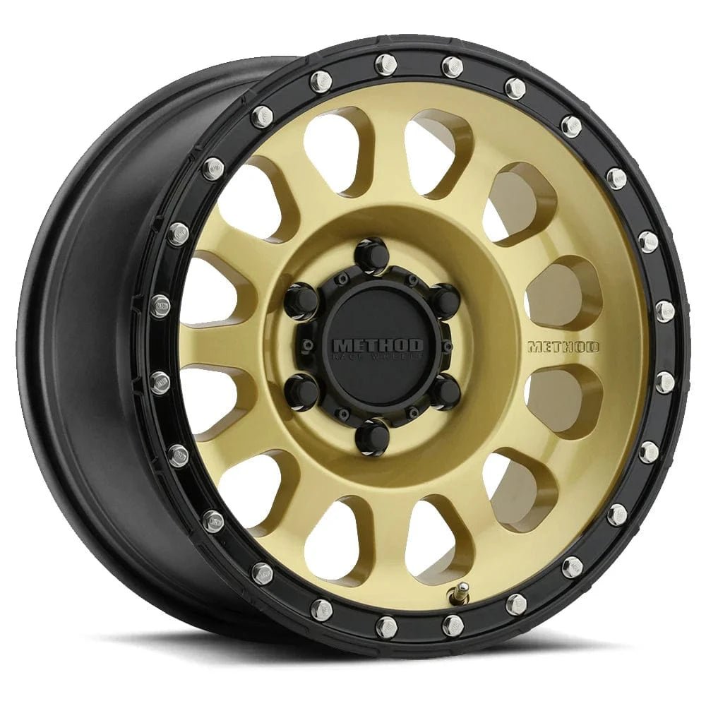 MR315-wheel_gold_3_4_6lug_1000px_u1_1000x1000_4d63a522-d10a-4f7d-933a-8f89a0a822a4.jpg Method Race Wheels MR315 17" 6x135 Gold/Black Street Loc - Image 1