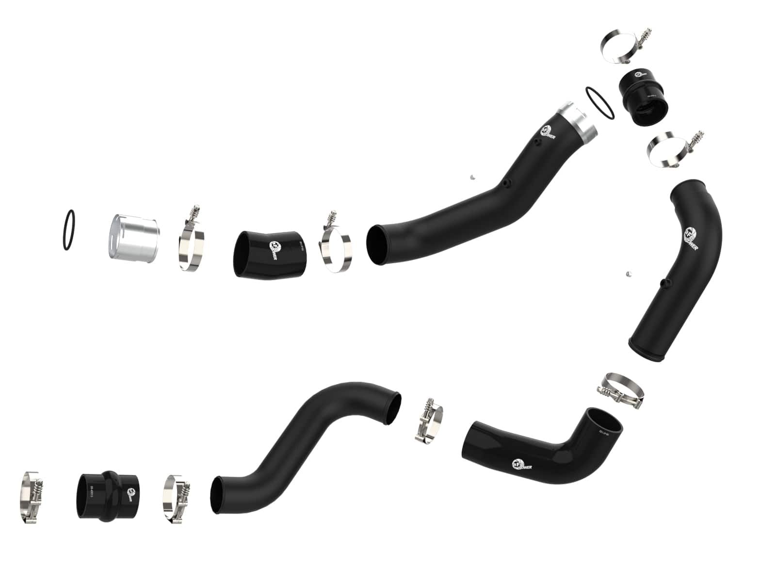 a15b80d5c7d483ebc2715880795e9ebc.jpg aFe BladeRunner Black 3in Aluminum Charge Pipe Kit 20-21 GM Diesel Trucks V8-6.6L (td) L5P - Image 1
