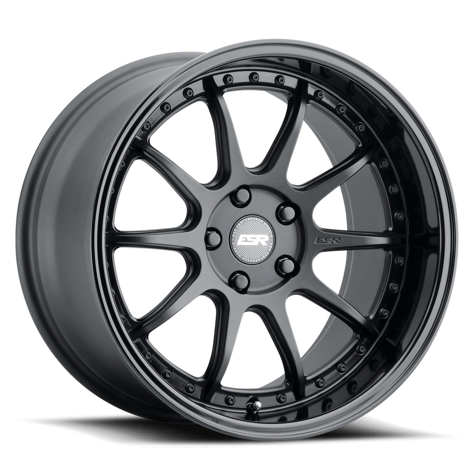 esr-cs12-wheel-5lug-matte-black-gloss-black-lip-18x10-2000_029ed868-710d-4fba-afe0-2b83d4cda393.jpg ESR Wheels CS12 18" 5x110 (Custom Drill) Matte Black w/ Gloss Black - Image 1