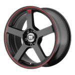 Motegi Cast MR116 FS5 17" 4x108/4x114.3 Matte Black W/ Red Stripe - Image 2