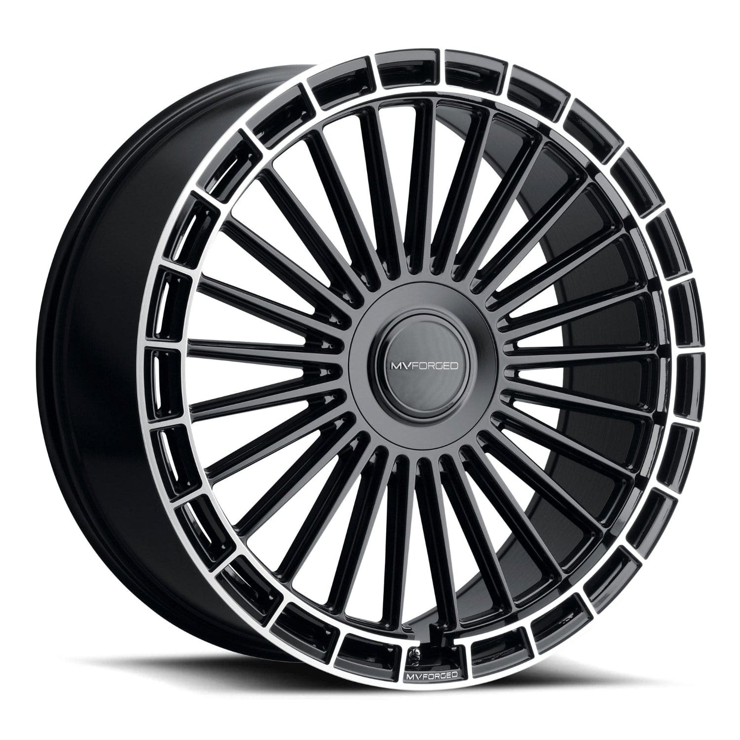 mv-forged-floater-wheel-5lug-gloss-black-mach-ring-24x10-2000_dd8205dc-42b8-462c-baee-ea9b91c746aa.jpg MV Forged MVF40 24" 6x135 up to 6x139.7 Gloss Black Diamond Ring (Custom Wheel) - Image 1